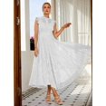 thumbnail image 4 of White Vintage Lace A-Line Midi Dress With High Neck And Cap Sleeves For Wedding Party Graduation, 4 of 6