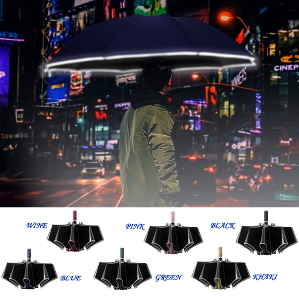 Paraguas Automático Plegable Xihbxyly para Negocios con Tiras reflectantes