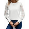 thumbnail image 1 of Top de Cuello Redondo con Encaje Bordado y Larga en Color Liso para Mujer S, 1 of 9