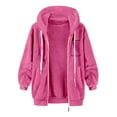 thumbnail image 5 of VISALY Womens Zip Up Hoodies Sweater Jacket Women's Plus Size Solid Color Sweatershirt Hooded Pullover Warm Wool Plush Coat Zipper Top Casual Sweaters Fleece Hoodies Winter Sweaters Hot Pink M, 5 of 5