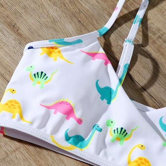 Vedolay Swimsuit for Girls Summer 2 Piece Floral High Waisted Ruffle Bikini Swimsuit Bathing Suits,White 8-9 Years