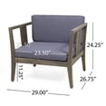 thumbnail image 4 of Katalina Outdoor 4 Seater Acacia Wood Chat Set, Gray, Dark Gray, 4 of 19