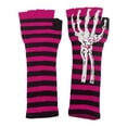 thumbnail image 2 of Gravity Threads Long 11" Knit Warm Skeleton Fingerless Gloves - Hot Pink, 2 of 2