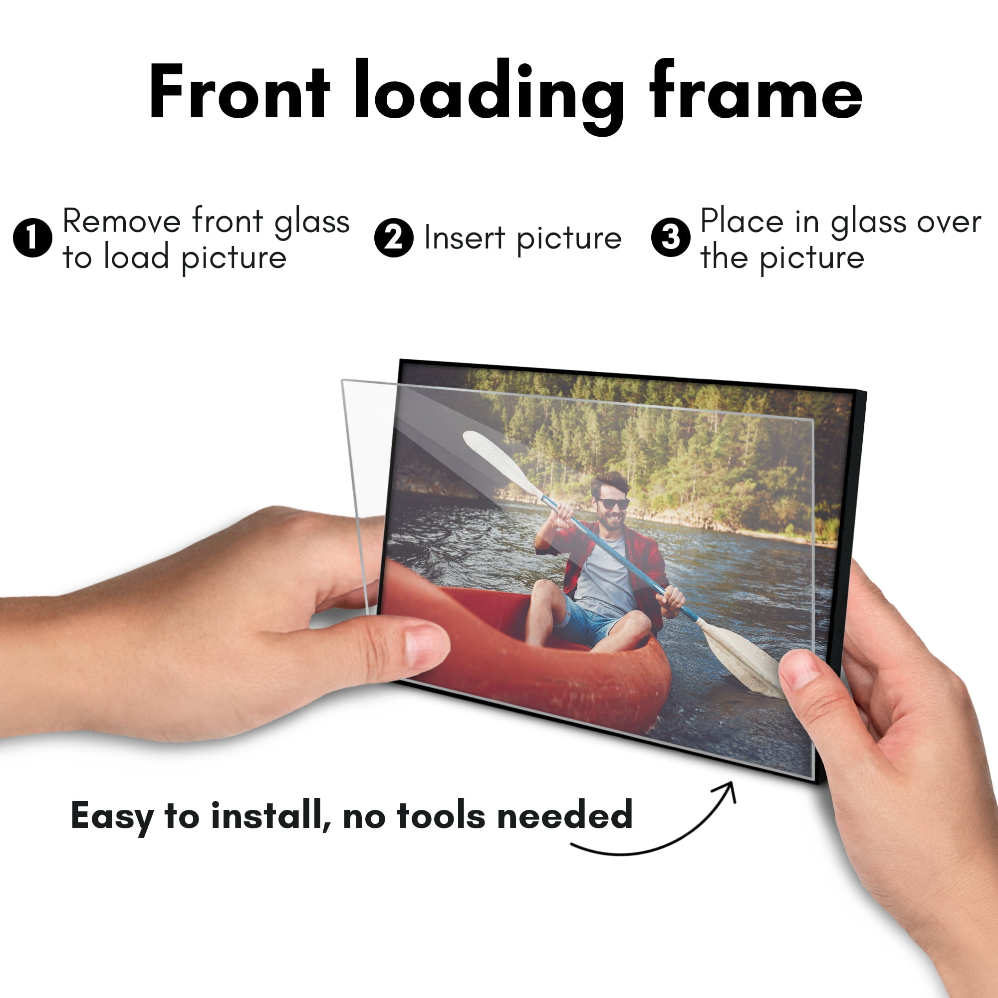 Americanflat 5x7 Front Loading Picture Frame with Shatter-Resistant Glass 6 Pack Metropolitan Photo - Black