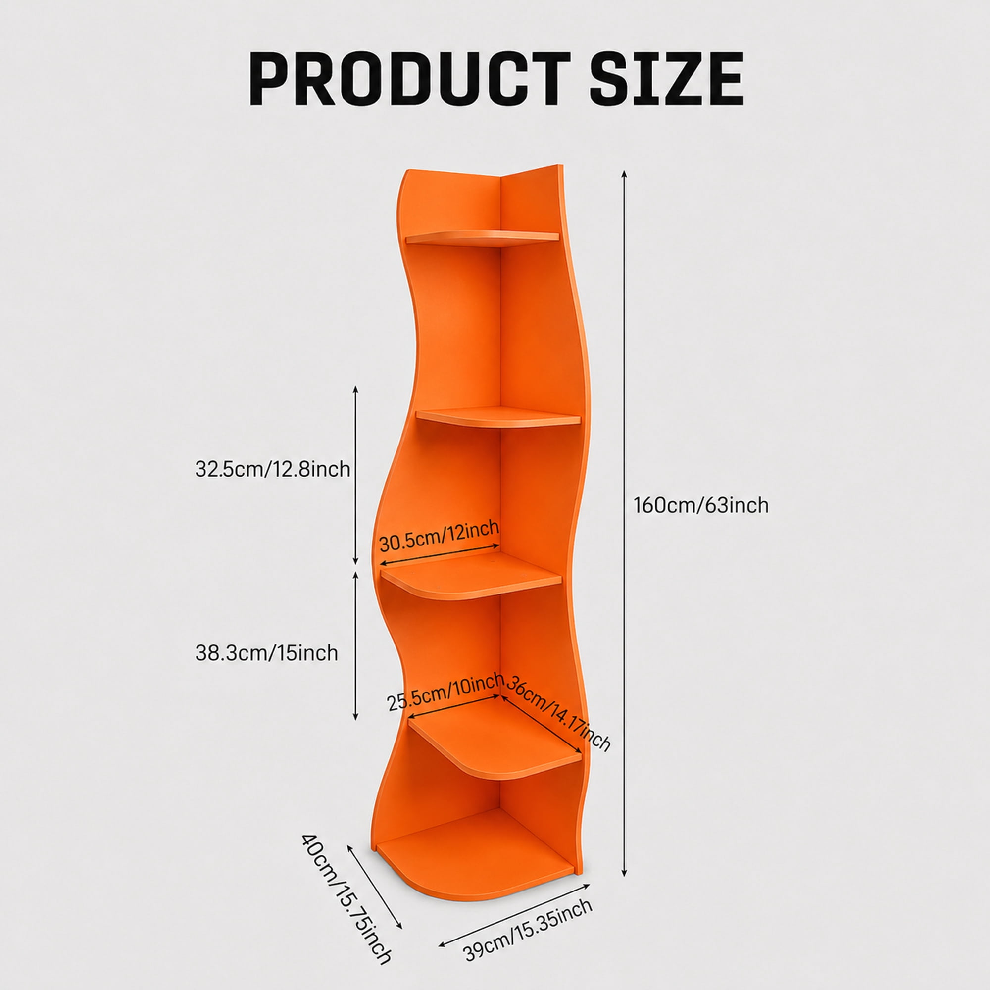 Curved Corner Shelf 3-Tier, 90° Wall-Mounted Space-Saving Storage, Waterproof High-Density Board, 5kg Per Shelf Capacity for Living Room Bedroom Bathroom