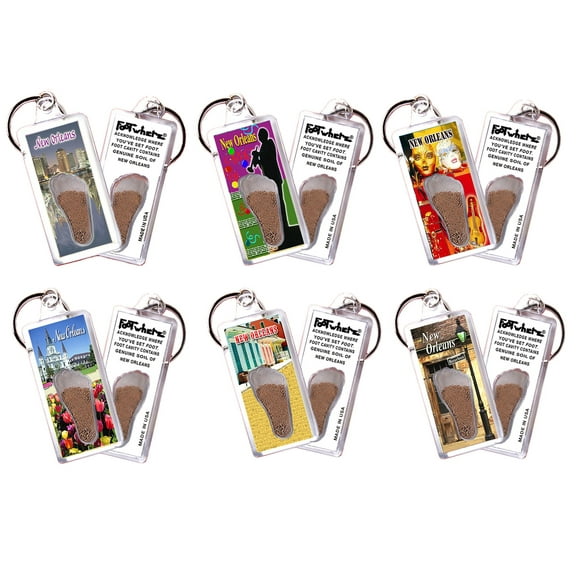 New Orleans Souvenir Keychains. (NO100 - Assorted) 6 Piece Set