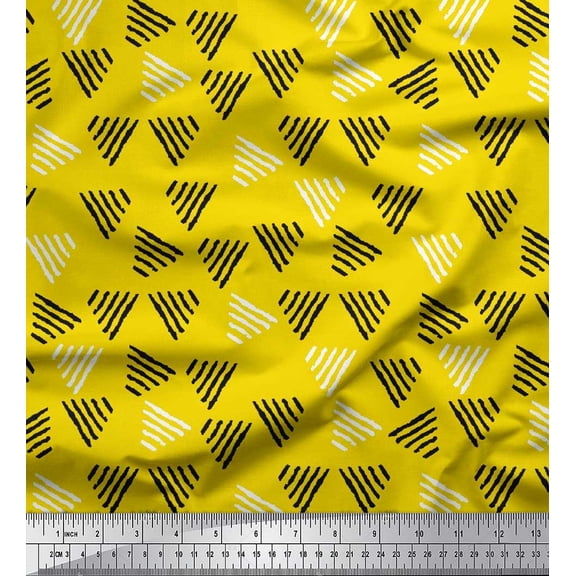 Soimoi Velvet Fabric Triangle Block Print Sewing Fabric Yard 58 Inch Wide
