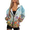 thumbnail image 4 of SCRAWLGOD Flower Women Hooded Zippered Sweatshirts for Women Lightweight Oversized Zip Up Hoodie Women Long Sleeve Zipup Hoodie Women Plus with Pockets Ladies Hoodies Zip Front Size M, 4 of 7
