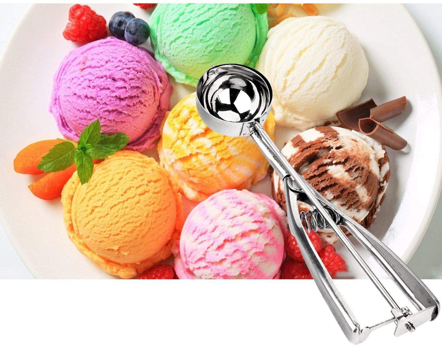 Water Melon Ice Cream Girlslove talk 2 Pack 7.3-1.8/7.5-2.2（L×W） Inches Ice Cream Scoop Stainless Steel ice Cream Scoop with Easy Trigger for Fruits 