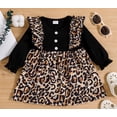thumbnail image 2 of StylesILove Infant Baby Girls Black Ribbed Long Sleeve Leopard Ruffle Dress Animal Print Princess Girl Spring Fall Outfit (6 Months), 2 of 7