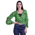 thumbnail image 1 of Moomaya Haut Court Imprimé pour Femmes Style Enveloppant Manches Longues à Volants Blouse d'Été Décontractée, 1 of 5