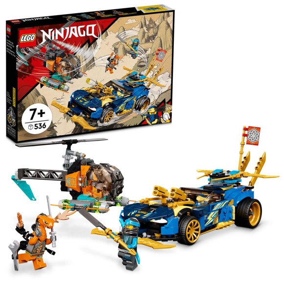 LEGO NINJAGO Jay and Nya’s Race Car EVO 71776 Toy Building Kit (536 Pieces)