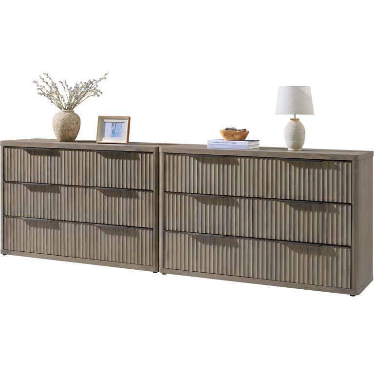grey alder dresser OKD Dark Alder 6-Drawer 54-in W Standard dresser with Metal Handle Curved Profile Design one_size in Black