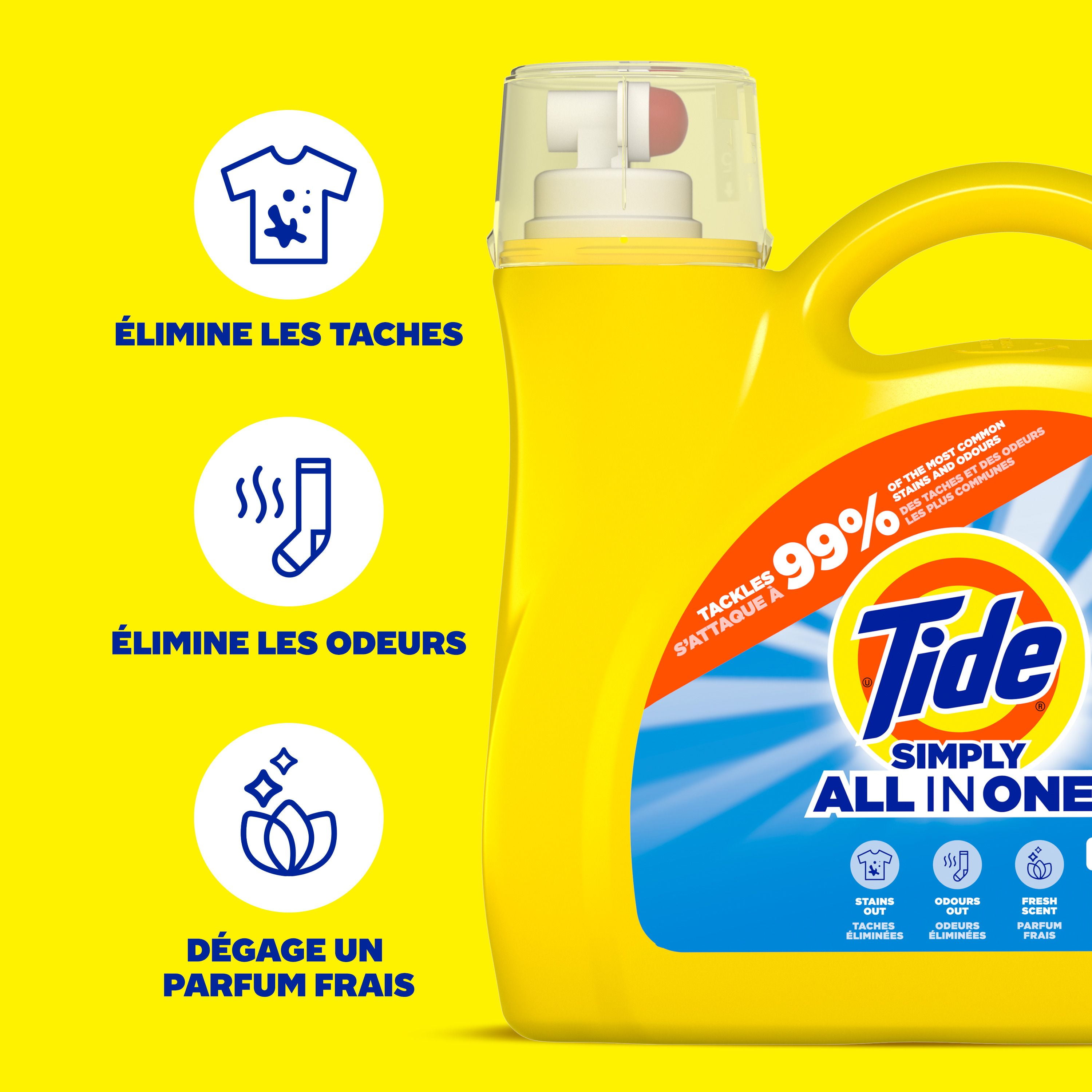 Détergent à lessive liquide Tide Simply Tout-en-un, parfum Brise rafraîchissante, 107 brassées, 4,16 L TIDE TD SM LQ CHE RB107BR