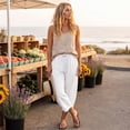 thumbnail image 7 of Petite Capri Pants Womens Wide Leg Palazzo 2026 Summer Casual Pull on High Waisted Barrel Lounge Flowy Cropped Beach Work Trousers Gray 2XL, 7 of 7