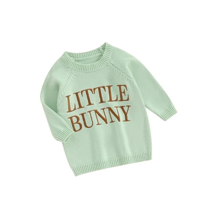 

Mioliknya Baby Easter Sweater Long Sleeve Embroidery Letters Knit Pullover
