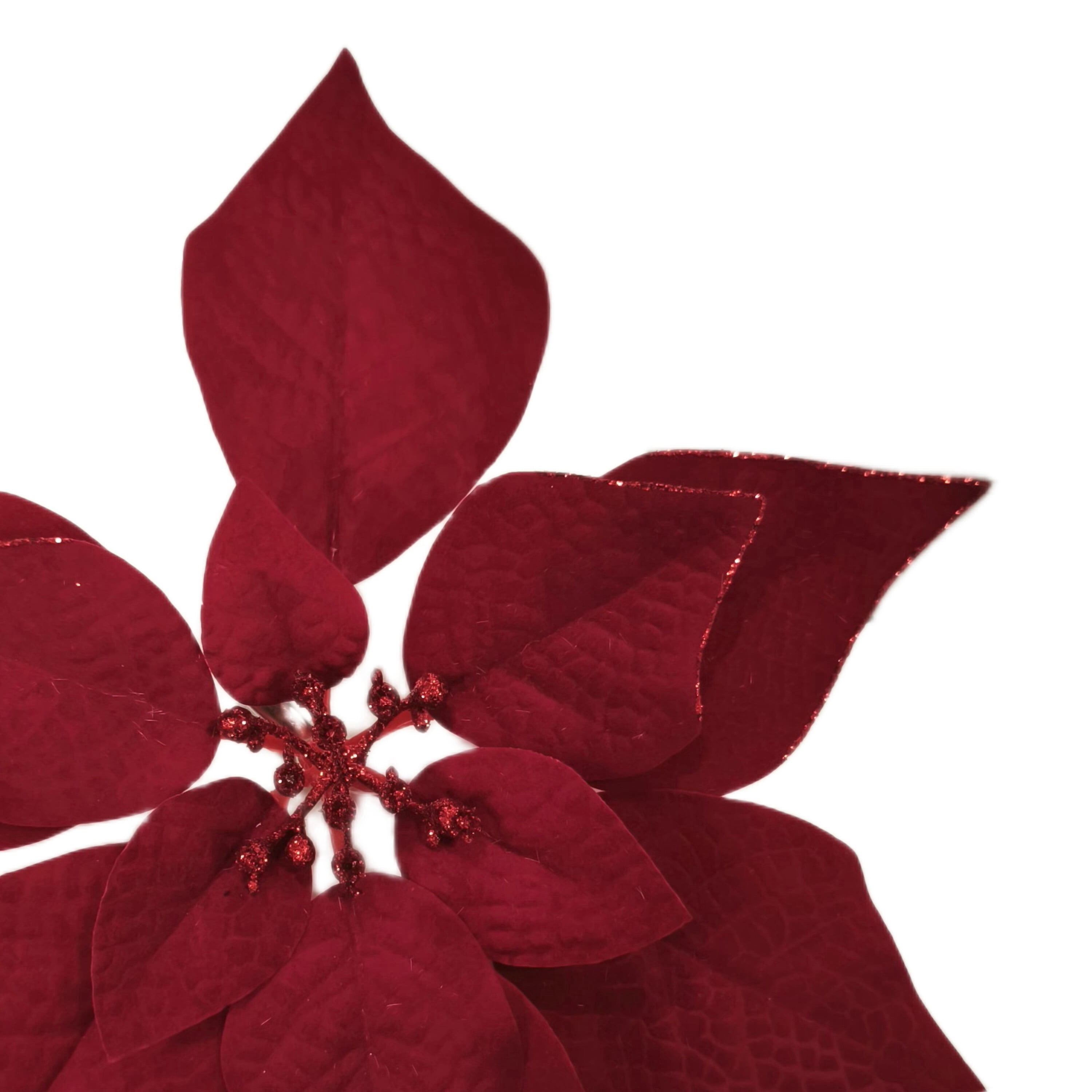 Red Glitter Poinsettia Christmas Clip Ornament, 11", by Holiday Time