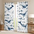 thumbnail image 2 of Manfei Ink Ocean Whale Blackout Curtains Set of 2 (38x54 Each), Kawaii Shark Living Room Curtains, Navy White, 2 of 6