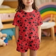 thumbnail image 2 of chaqlin Ladybug Polka Dot Print Girls Kids Clothes Summer Short Sleeve T Shirts and Shorts Clothing Set Outfit for Big Little Girls Summer Outfit for Home School Travel, 2 of 5