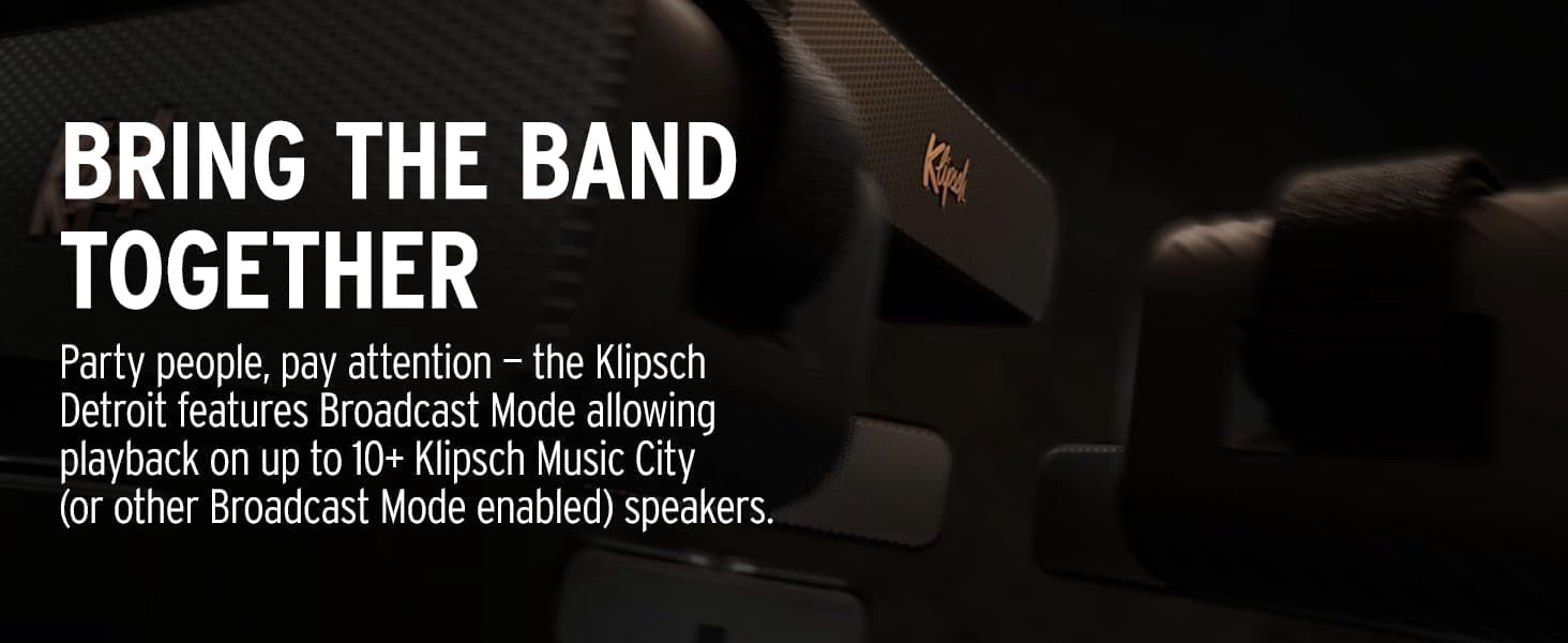 Klipsch KLIPSCH-DETROIT Portable Bluetooth Speaker with Full Range Audio and a 3 Year Amber Protection Plan (2023)