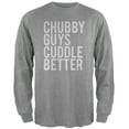 thumbnail image 1 of Chubby Guys Cuddle Better Heather Grey Adult Long Sleeve T-Shirt, 1 of 1