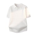 thumbnail image 4 of Men's Casual Short Sleeve Button Down Shirt, Knit Lapel Shirt With Breathable Fabric, Solid Color Regular Fit, Casual Daily Vacation Beach Wedding, Stylish Menswear | Zenithor,White L, 4 of 7