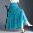 thumbnail image 4 of Falda de malla adelgazante de cintura alta de estilo coreano de moda para mujer primavera verano 2024 nueva llegada volante grande, 4 of 5