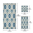 thumbnail image 3 of 3 Piece Bath Towels Set Bath Towel, Hand Towel and Face Towel for Bathroom, Gym, Hotel Blue Symmetrical Floral Pattern, 3 of 8