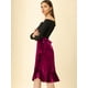 thumbnail image 4 of Falda Asimétrica Cruzada De Terciopelo Con Lazo Lateral Y Volante Dividido Para Mujer Vino rojo M, 4 of 6