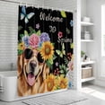 thumbnail image 5 of Spring Dog Shower Curtain Set - Long 72" x 84" Washable Bathtub Curtain with 12 Hooks, Black Watercolor Botanical Floral Sunflower Waterproof Fabric Stall Shower Curtains for Bathroom/Bathtub Décor, 5 of 6