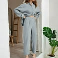 thumbnail image 2 of Annhoo Women's Cotton Linen Outfits 2 Piece Fall Sets Long Sleeve Lapel Button down Shirts Elastic Waist Pants Matching Sets, 2 of 6
