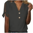 thumbnail image 7 of Ahabrexf Women's Summer Tops, Solid Color Casual Short Sleeve Blouse with Tied Sleeve Detail, 7 of 7