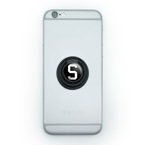 Letter S Initial Black White Mobile Phone Ring Holder Stand