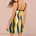 thumbnail image 2 of Abstract Wavy Yellow Navy Lines Slip Dress Dress Summer Elegant Women's Dress Women's Clothing, 2 of 6