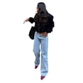 thumbnail image 6 of Y2k Studded Jeans for Women Vintage Star Low Rise Straight Leg Baggy Denim Pants, 6 of 9