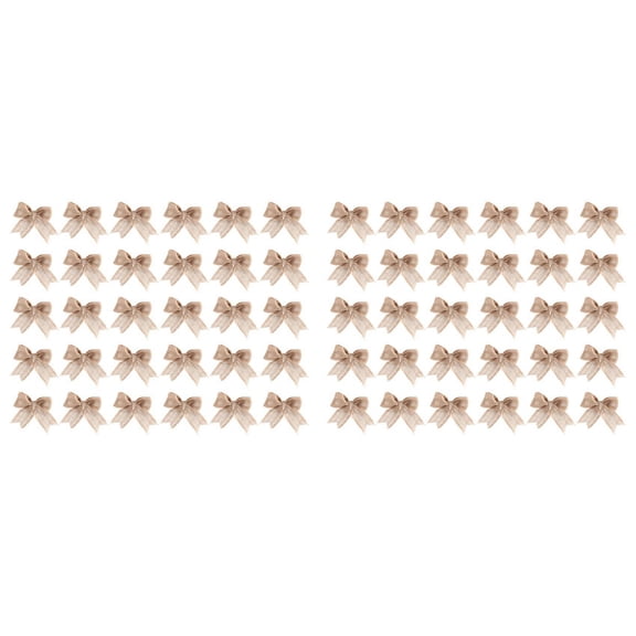 NEW 60 Pcs Burlap Bows Bow Knot Handmade for Christmas Decorate Tree Festival Holiday Supplies