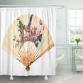 thumbnail image 1 of ABPHQTO Abanico de mano chino marrón con pájaros y flores Blanco amarillo Cultura japonesa plegable Juego de cortinas de ducha de baño impermeables 165x180 cm ABPHQTO PKNMT66x72Shower-10626, 1 of 2