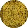 thumbnail image 1 of Ahgly Company Indoor Round Abstract Yellow Modern Area Rugs, 6' Round, 1 of 4