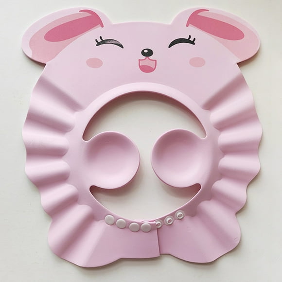 Gorro de ducha para bebé, ajustable, impermeable, con protección para los oídos, color rosa