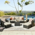 thumbnail image 2 of Ovios 6 Pieces Outdoor Furniture All-Weather Wicker Patio Sectional Couch with Coffee Table and Cushions Powder-Coated Steel, 2 of 9