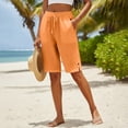 thumbnail image 6 of JJHGVB Bermuda Shorts Women Gauze Shorts Knee Length Lightweight Summer Shorts Comfy Shorts Casual Summer Beach Pants Wide Leg Summer Shorts Beach Vacation Shorts Womens Shortd Orange S, 6 of 8