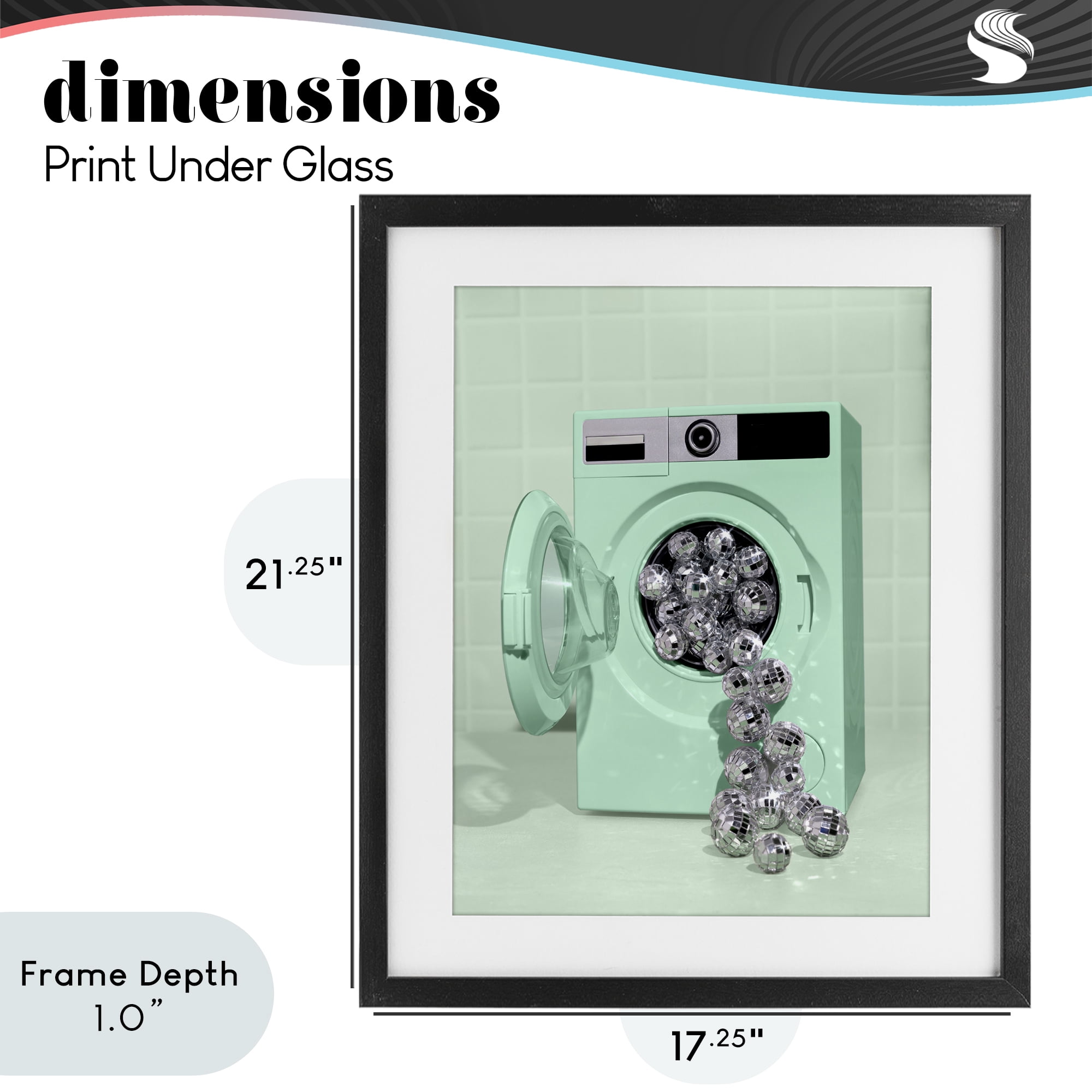 Stupell Industries Disco Laundry Machine over Green Black Framed Print Under Glass, design by LISH Creative