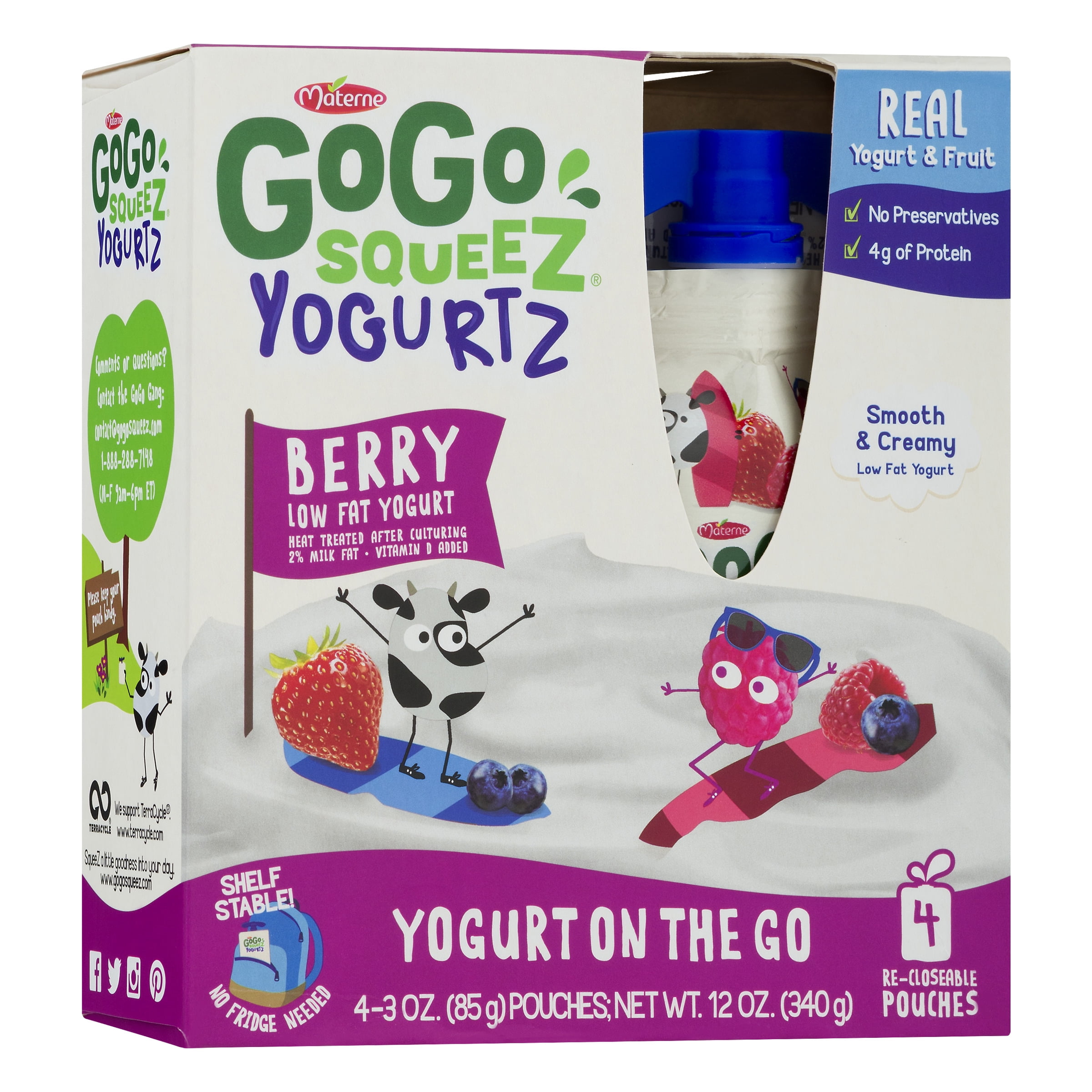GoGo squeeZ YogurtZ, Berry, 3 Oz, 4 Ct