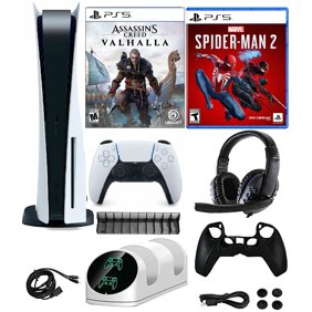 2023 أحدث إصدار من قرص وحدة تحكم الألعاب PlayStation_PS5 مع God of War Ragnar&ouml;k / Assassin&rsquo;s Creed Valhalla / 10 In 1 Accessory Kit