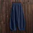 thumbnail image 6 of TRUBKH Cotton Linen Pants Balloon Pants Baggy Pants Resort Wear for Women 2026 Gaucho Pant Lounge Pants Elastic Ankle Pants Women Paperbag Pant Pull On Pants Women's Sweatpants Dark Blue 4XL, 6 of 6