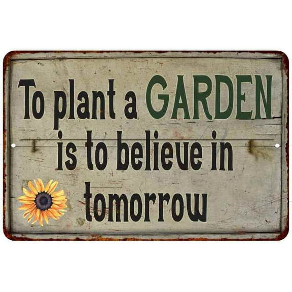 Plant a Garden.. Vintage Look Garden Chic 8 x 12 High Gloss Metal 208120020040