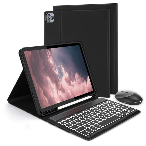 Bluetooth Backlit Keyboard Case with 2.4 G + Bluetooth Mouse for iPad