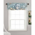 thumbnail image 3 of Teal Coastal Shell Kitchen Valances for Windows Farmhouse Linen Window Valance Curtain for Living Room Window Treatment Summer Nautical Ocean Starfish Coral Valance Rod Pocket Topper, 42 x 12 Inch, 3 of 6