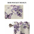 thumbnail image 6 of Purple Flowers 2 Panel Kitchen Curtains for Small Windows, Butterfly Spring Floral Rustic Farmhouse Bathroom Tier Curtain, Short Window Treatment for Bedroom/Living Room 55"x24", 6 of 6