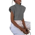 thumbnail image 3 of Rdhnmea Women Summer Cap Sleeve Sweater Vest Elegant High Neck Stretchable Knit Pullover Tops Y2k Streetwear, 3 of 5